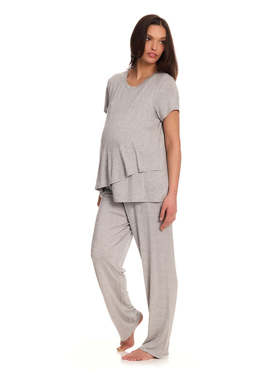 Chloe Rose 2 Piece Maternity & Nursing Pant Set Grey S