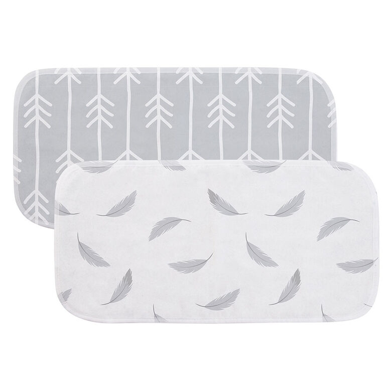 Kushies Burp Pads Flannel 2Pk Grey Arrow/Feathers Babies R Us Canada