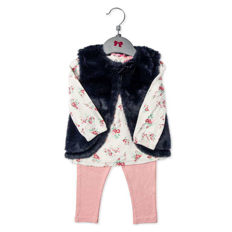 Mini Moi - Girls 3 Piece Vest Set: Floral - 6-12 Months