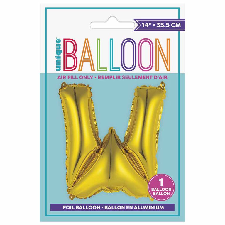 14" Gold Letter Balloons - W