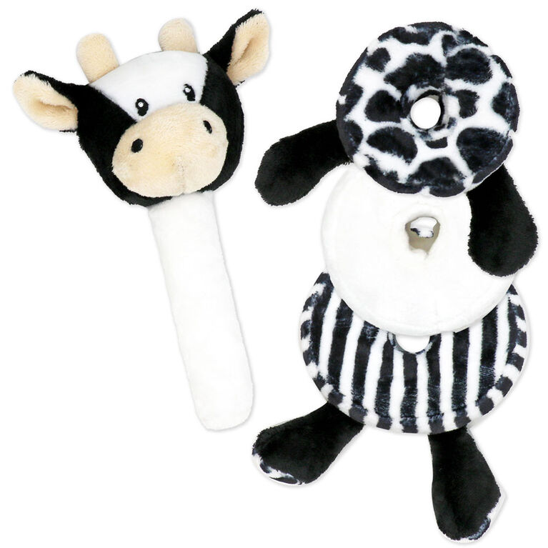 Bab & Tot Plush stacking activity toy: black cow
