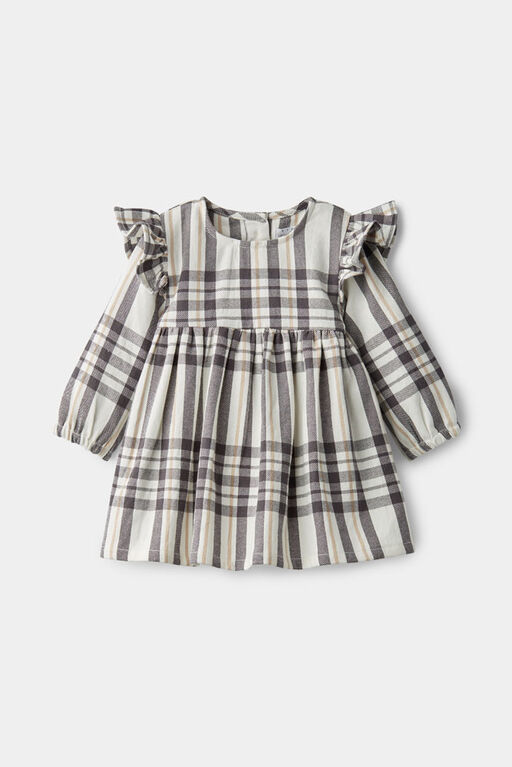 RISE Little Earthling Gingham Ruffle Dress Grey | Babies R Us Canada