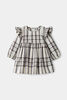 RISE Little Earthling Gingham Ruffle Dress Grey