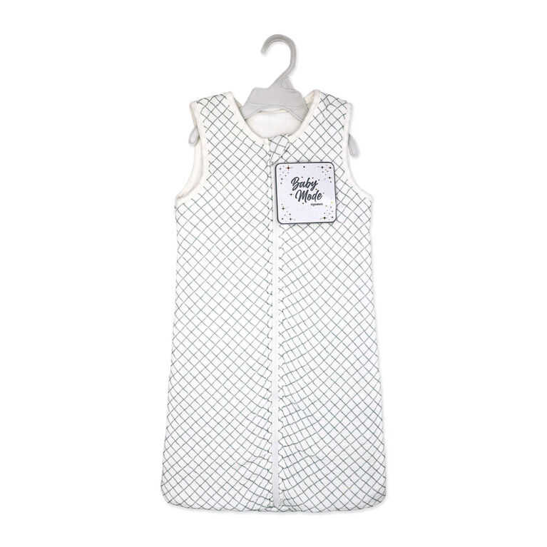 Baby Mode Signature 2 Layer Muslin/Mink Sleep Sack: Sage Grid 0-6M
