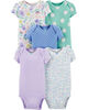 Carter's 5-Pack Patterned Original Bodysuits - Purple/Blue/Turquoise, 6 Months