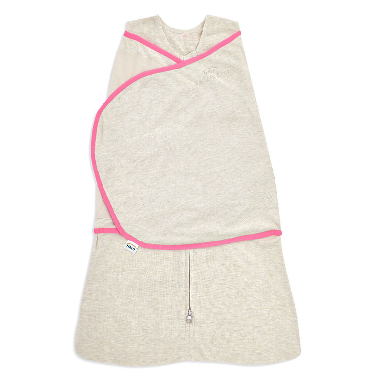 Couverture à Emmailloter HALO SleepSack - Ideal Temp - Oatmeal/Pink Petit 3-6 Mois