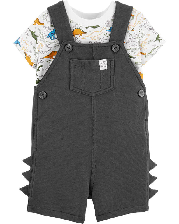 Carter's 2-Piece Dinosaur Tee &  Shortall Set - Charcoal, 24 Months