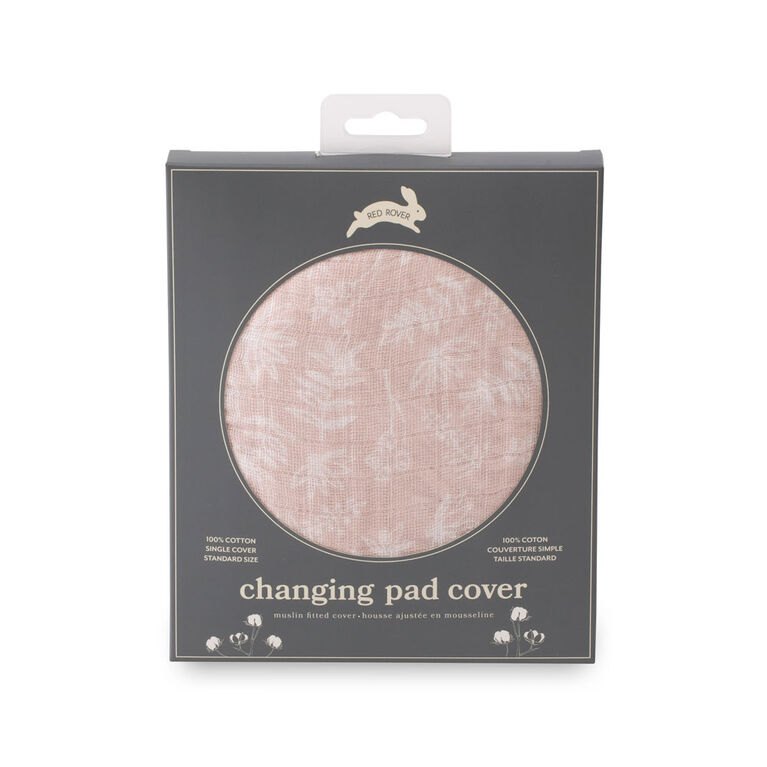Red Rover - Cotton Muslin Changing Pad Cover - Pink Meadow - R Exclusive