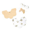 Baby Mode Signature 4 Piece Bib & Headbands: Tan Folliage