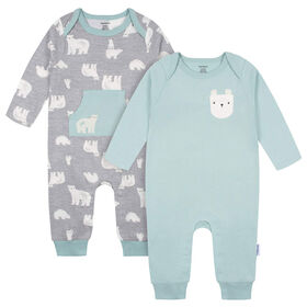 Gerber Childrenswear - 2 Pack Romper - Polar Bear - Blue 12 months