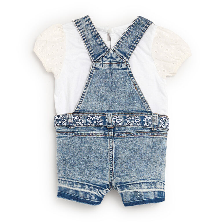 7 For All Mankind 2 Piece Denim Overall Set, White 24M