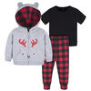 Gerber Childrenswear - 3 Piece Hoodie, Top + Pant Set - Moose 3-6 months