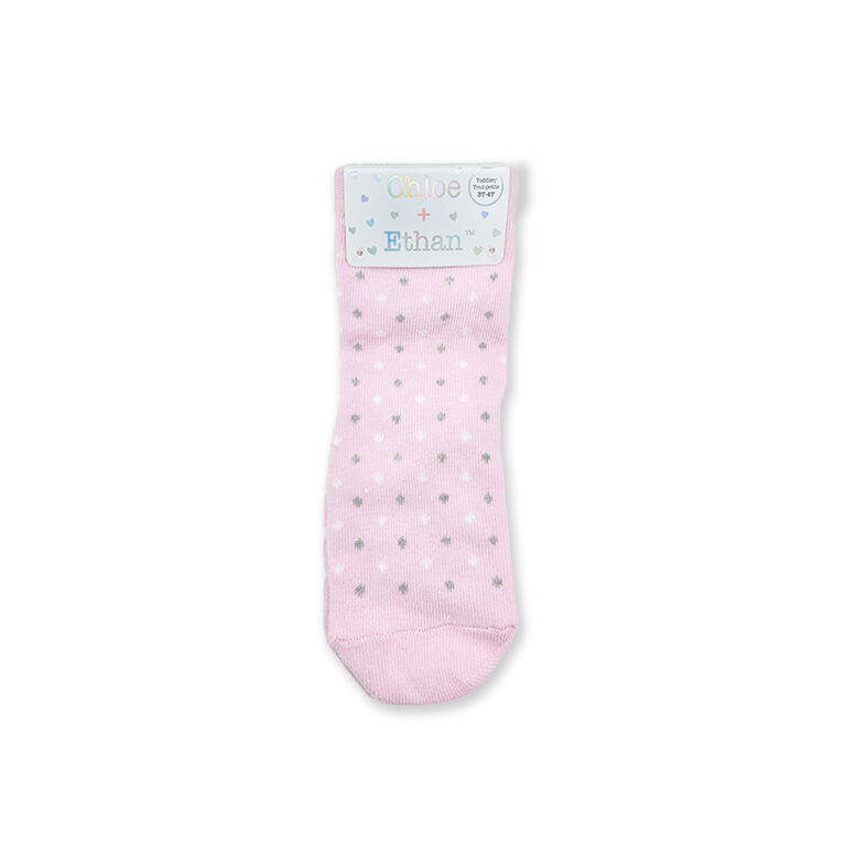 Chloe + Ethan - Chaussettes pour Petites, Pois Rose, 2T-3T