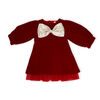 Baby Mode Signature Robe en velours rouge avec nœud