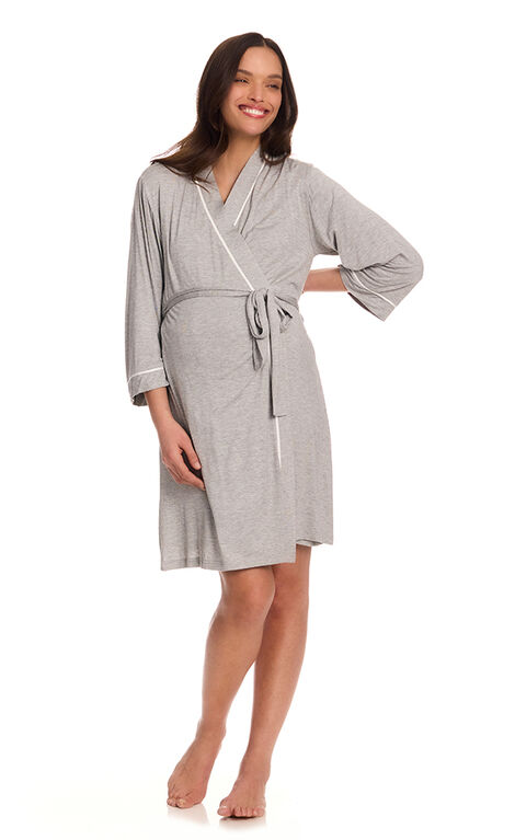 Chloe Rose 2 Piece Maternity & Nursing Robe Set Grey M