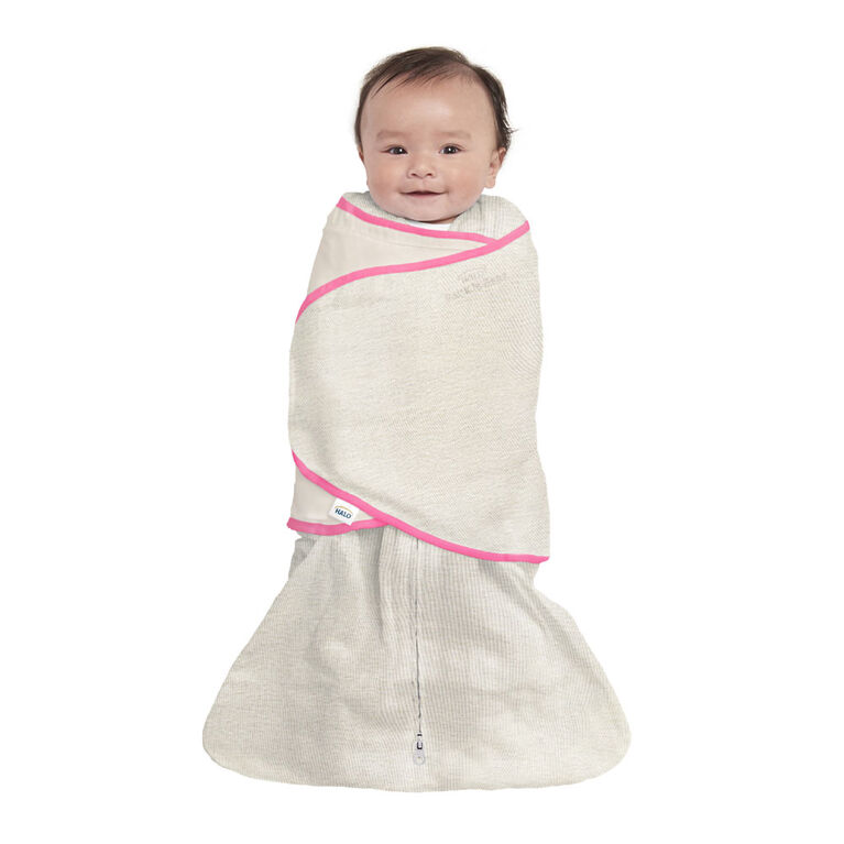 Couverture à Emmailloter HALO SleepSack - Ideal Temp - Oatmeal/Pink Petit 3-6 Mois