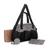 Bananafish Zelda 4-Piece Duffle Diaper Bag Set - Black with Leopard Print