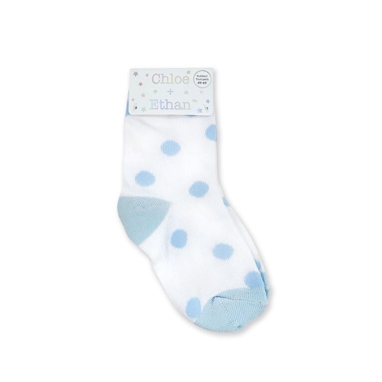 Chloe + Ethan - Chaussettes pour Petits, Pois Bleu, 4T-5T