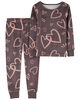 Pyjama 2 pièces en tissu velboa pelucheux à motif de cœurs gris Carter's 2T