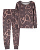 Carter's Two Piece Heart Fuzzy Velboa Pajamas Grey 2T