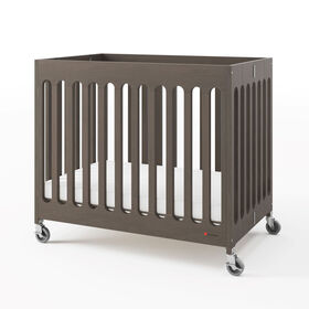 Mini Compact Crib with Mattress, Gray