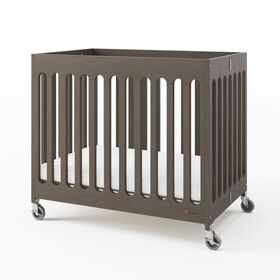 Mini Lit De Bébé Compact Avec Matelas, Gris