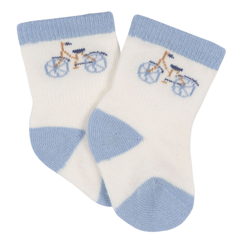 Gerber Childrenswear - 6 Pack Jersey Crew Socks Puppy Playground - 0-3M