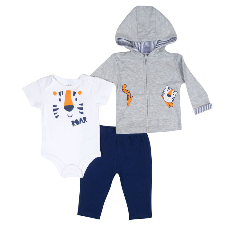 Rococo 3 Piece Cardigan Set - Grey, 3 Months