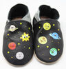 Tickle-toes Black Planets 100% Soft Leather Shoes 0-6 Months