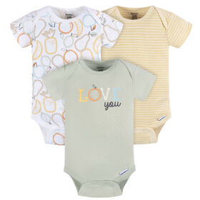 Gerber Childrenswear - 3-Pack Baby Neutral Short Sleeve Onesies Bodysuit - Newborn