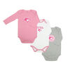 Snugabye Blue Jays 3 Pack Long Sleeve Bodysuits  - Pink, 0-3 Months