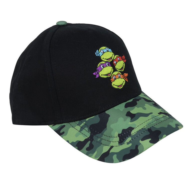 Nickelodeon Teenage Mutant Ninja Turtles Character And Camo Brim Kids Baseball Cap Green