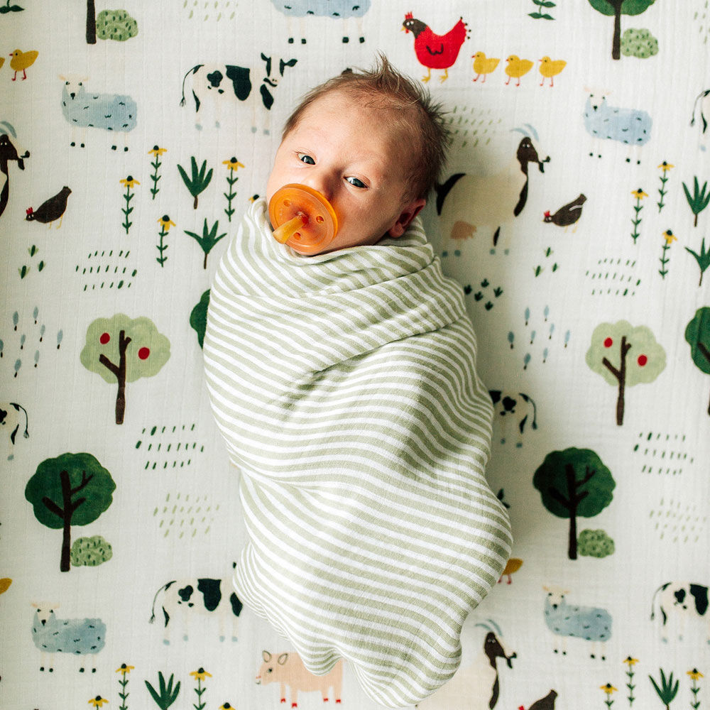 Red rover cotton muslin crib sheets top