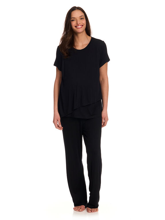 Chloe Rose Ensemble Pantalon de Grossesse et d'Allaitement 2 Pièces Noir