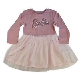 Robe tutu à manches longues Barbie - Rose 4T