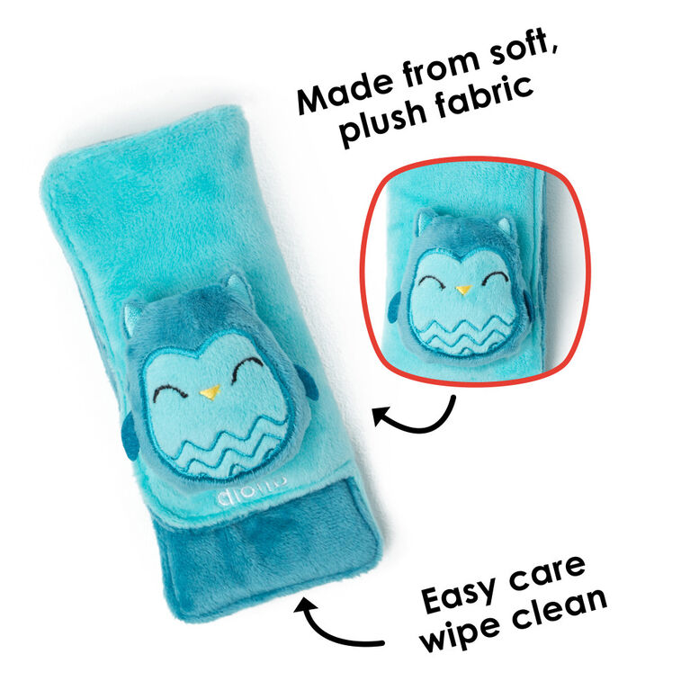Diono Owl Character Car Seat Straps & Linkee Toy, Shoulder Pads for Baby, Infant, Toddler, 2 Pack Reversible Soft Seat Belt Cushion and Stroller Harness Covers Helps Prevent Strap irritation
