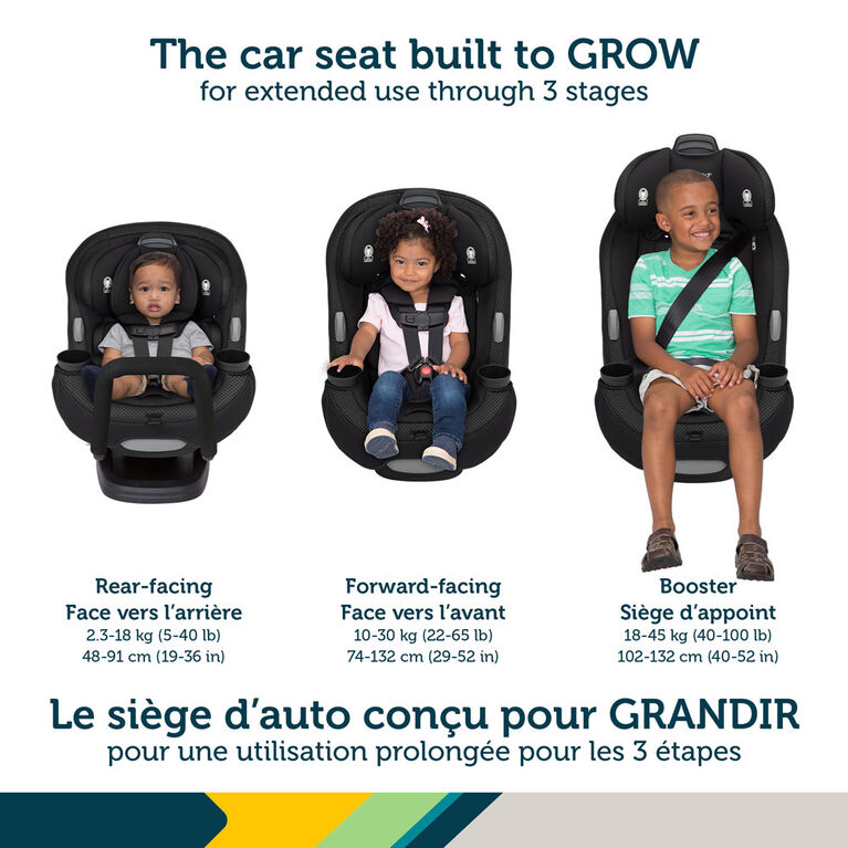 Siège d’auto transformable Tout-En-Un Grow and Go- Noir débossé