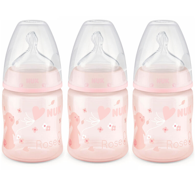 NUK Smooth Flow Anti-Colic Bottle, 5 oz, 3 Pack, 0+ Months, Pink