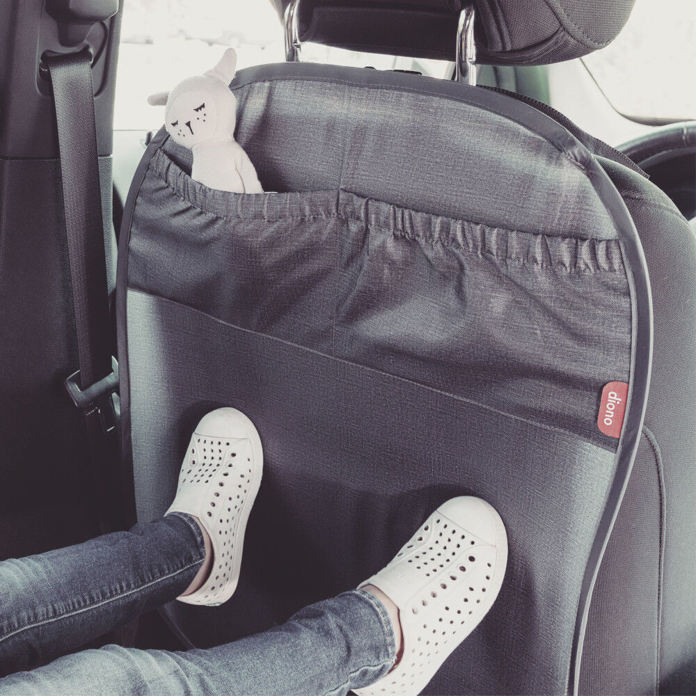 Diono Stuff n Scuff XL Kick Mat Back Seat Protector for Kids Feet With Storage Pocket 100 Water Resistant for Protection of Your Upholstery from Dirt Mud Scratches Gray Babies R