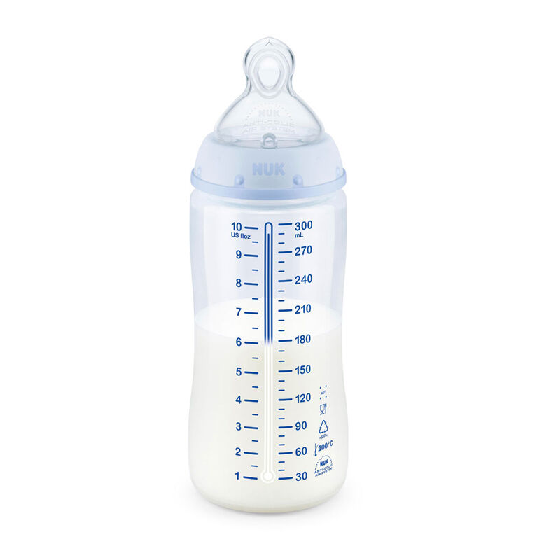 NUK Smooth Flow Anti-Colic Bottle, 10 oz, 3 Pack, 0+ Months, Blue