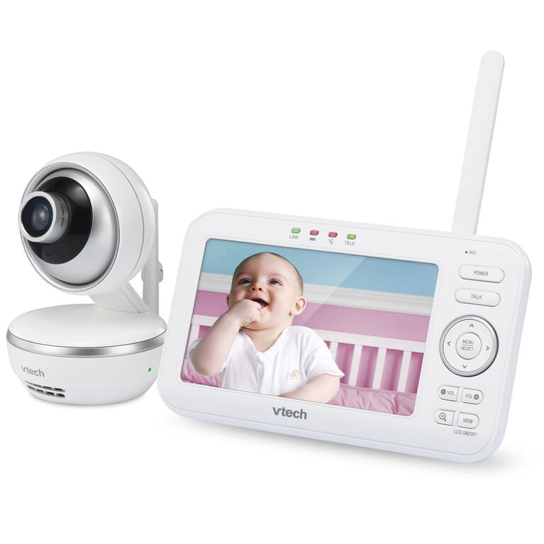 VTech VM5261 - Moniteur vidéo à vue panoramique et inclinaison de 5 po avec objectif grand angle et standard.