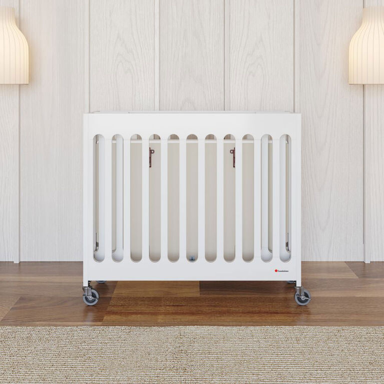 Mini Compact Crib with Mattress, White