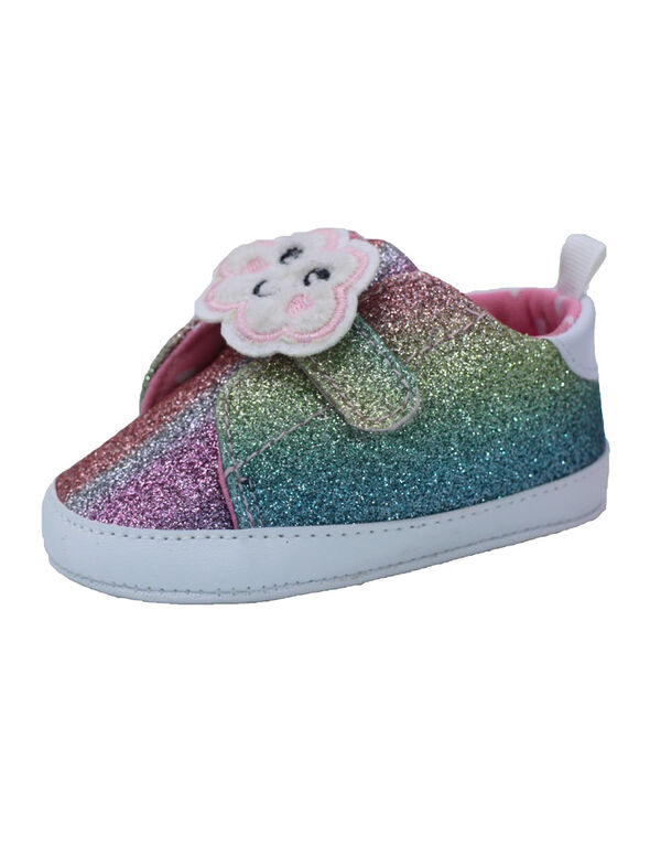 First Steps Pastel Rainbow Glitter Sneakers Size 1, 0-3 months