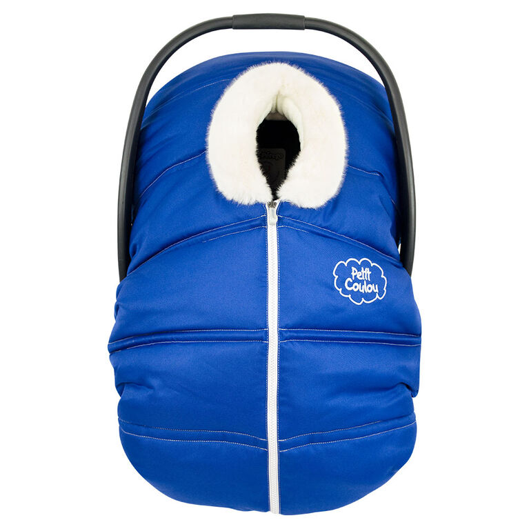 Petit Coulou  Winter car seat cover - Blue/Ivory