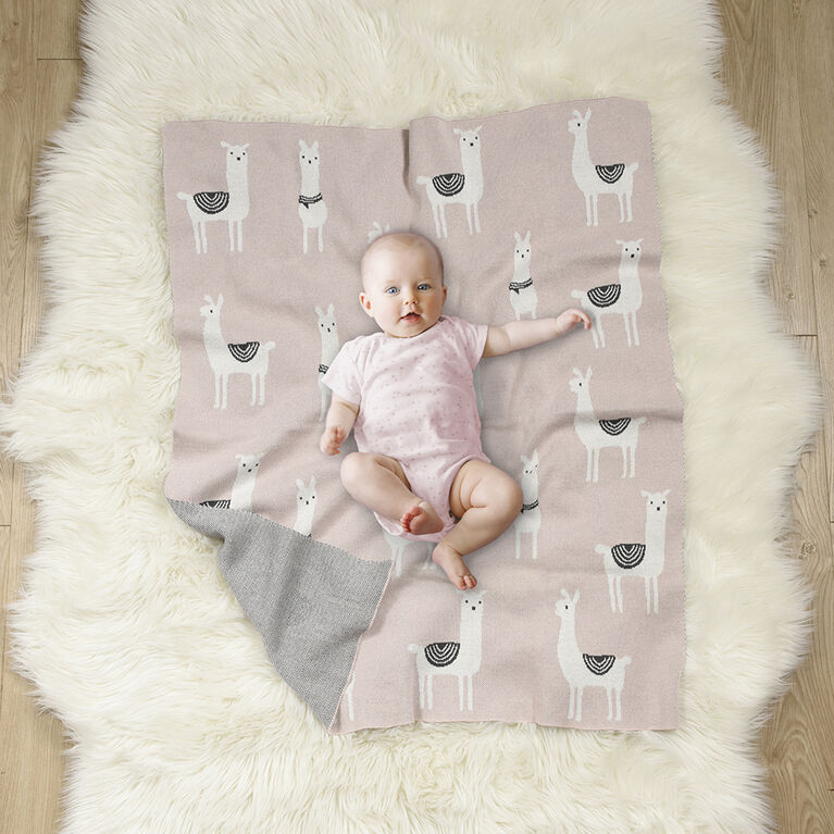 Baby's First by Nemcor Cotton Knit Baby Blanket, Llama