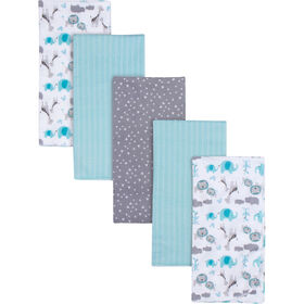 Gerber 5 Pack Flannel Receiving Blanket - Safari print