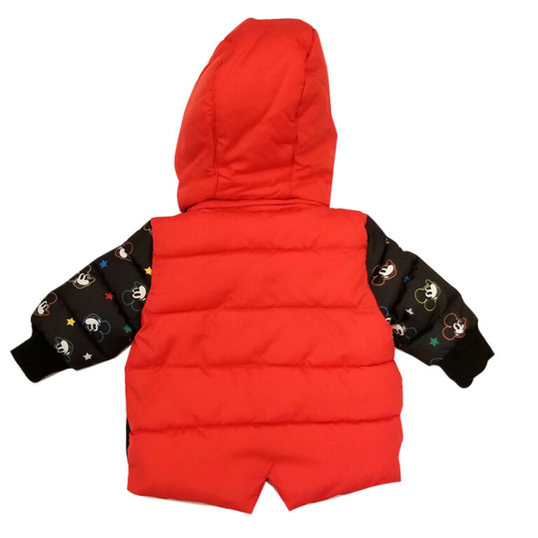 Baby Boy Mickey Mouse Puffer Jacket with contrast sleeve 12 Months