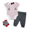 Mini Hop 3 Piece Bowtie Pant Set: Grey