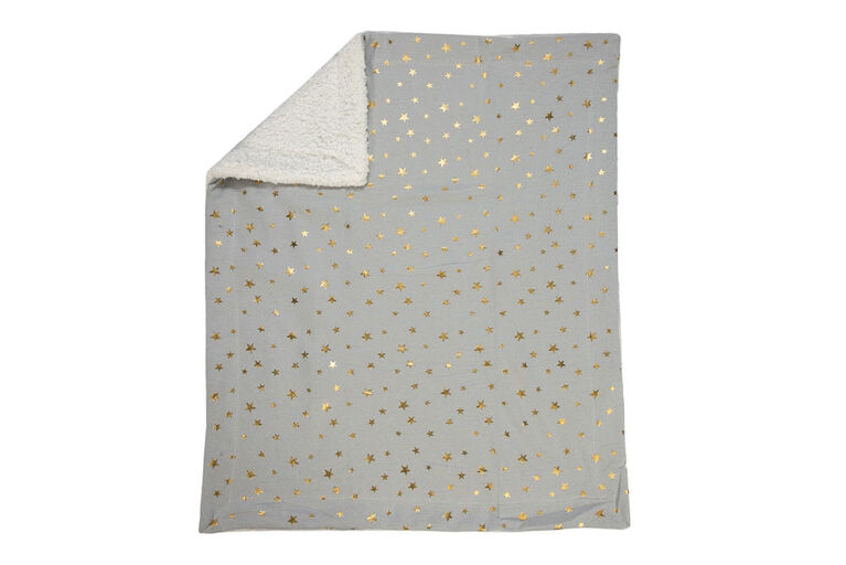 Koala Baby Sherpa Blanket Grey with Metallic Stars Babies R Us Canada
