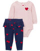 Carter's Two Piece Heart Bodysuit Pant Set Red  6M